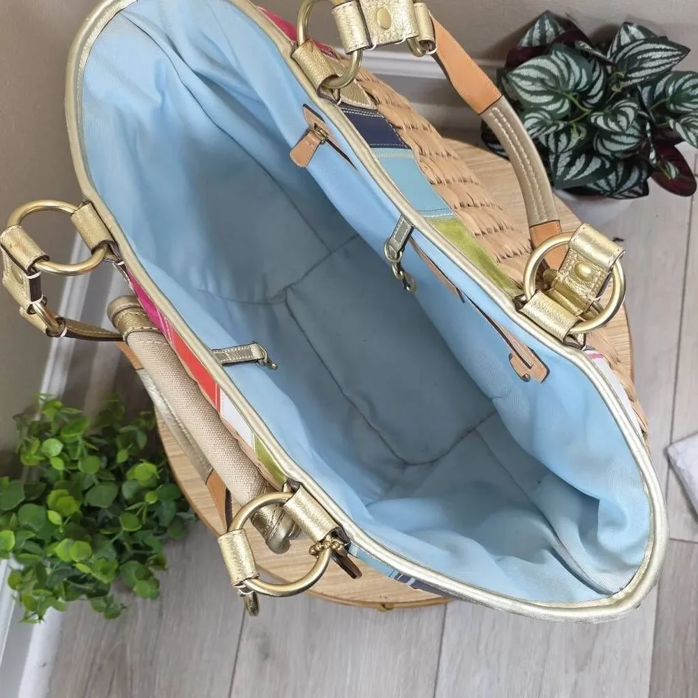 Coach Rare Vintage Legacy Lily Straw Tote - Picture 13 of 16